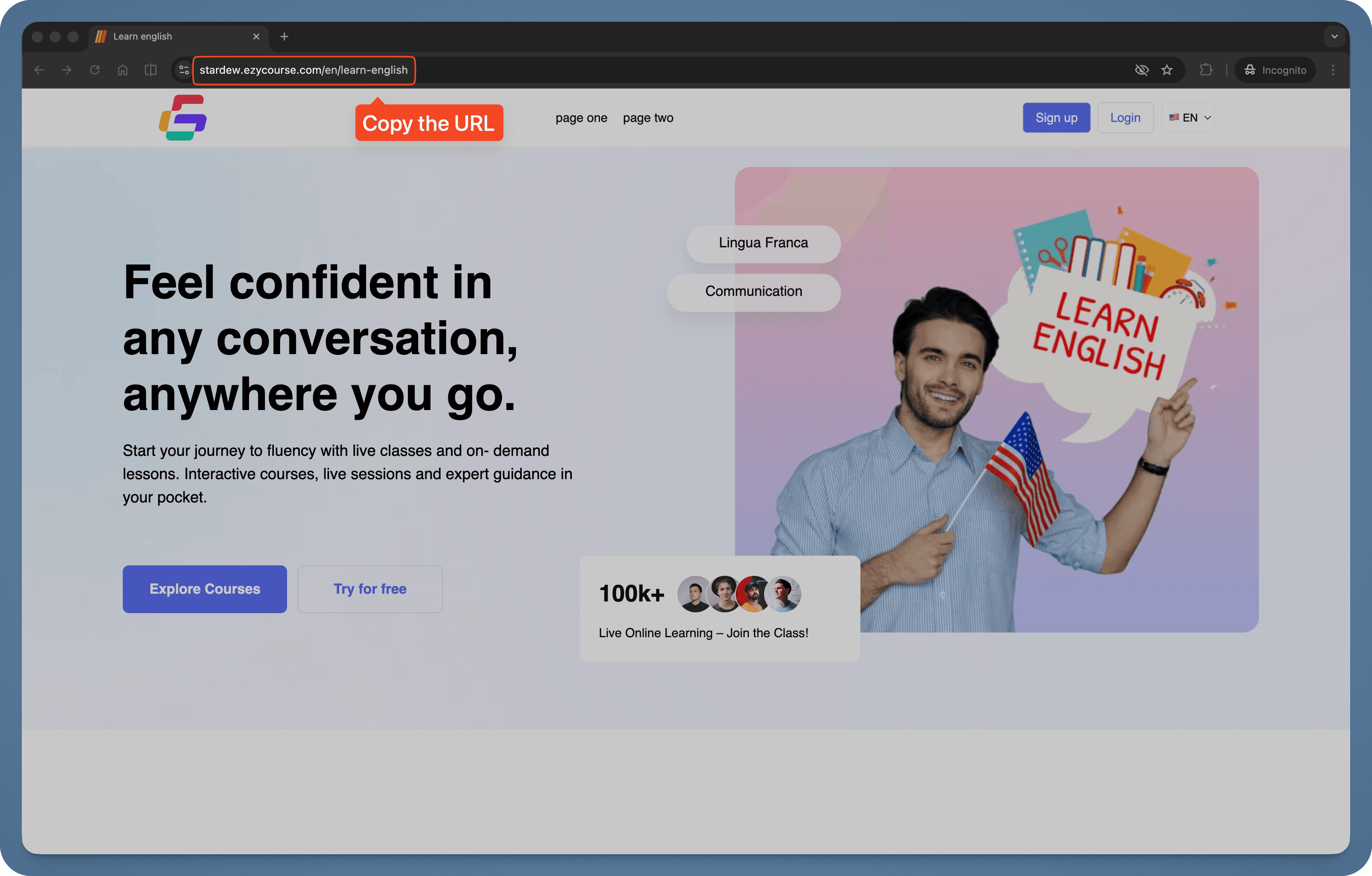 Copy the URL from the address bar