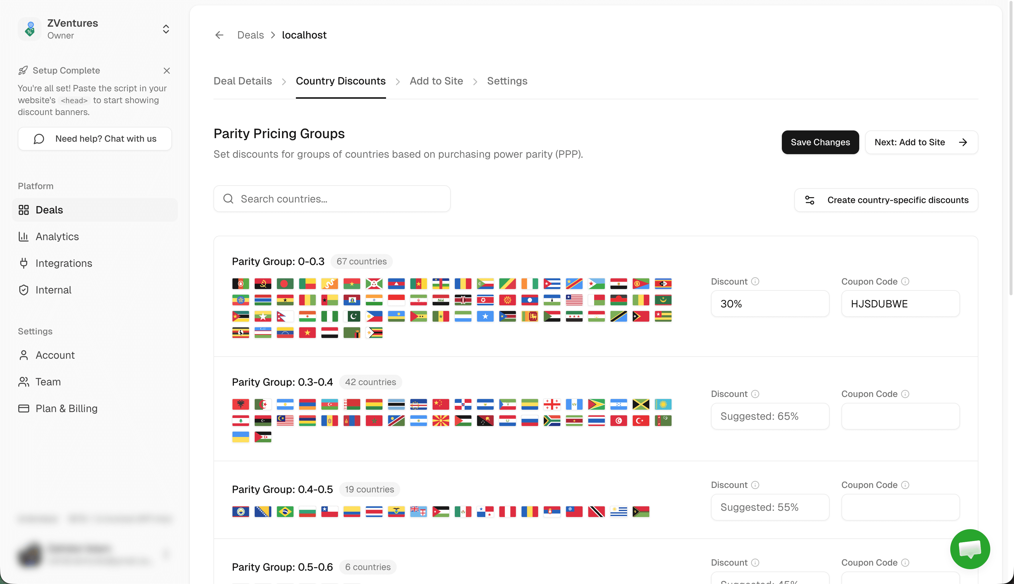 Set regional discounts